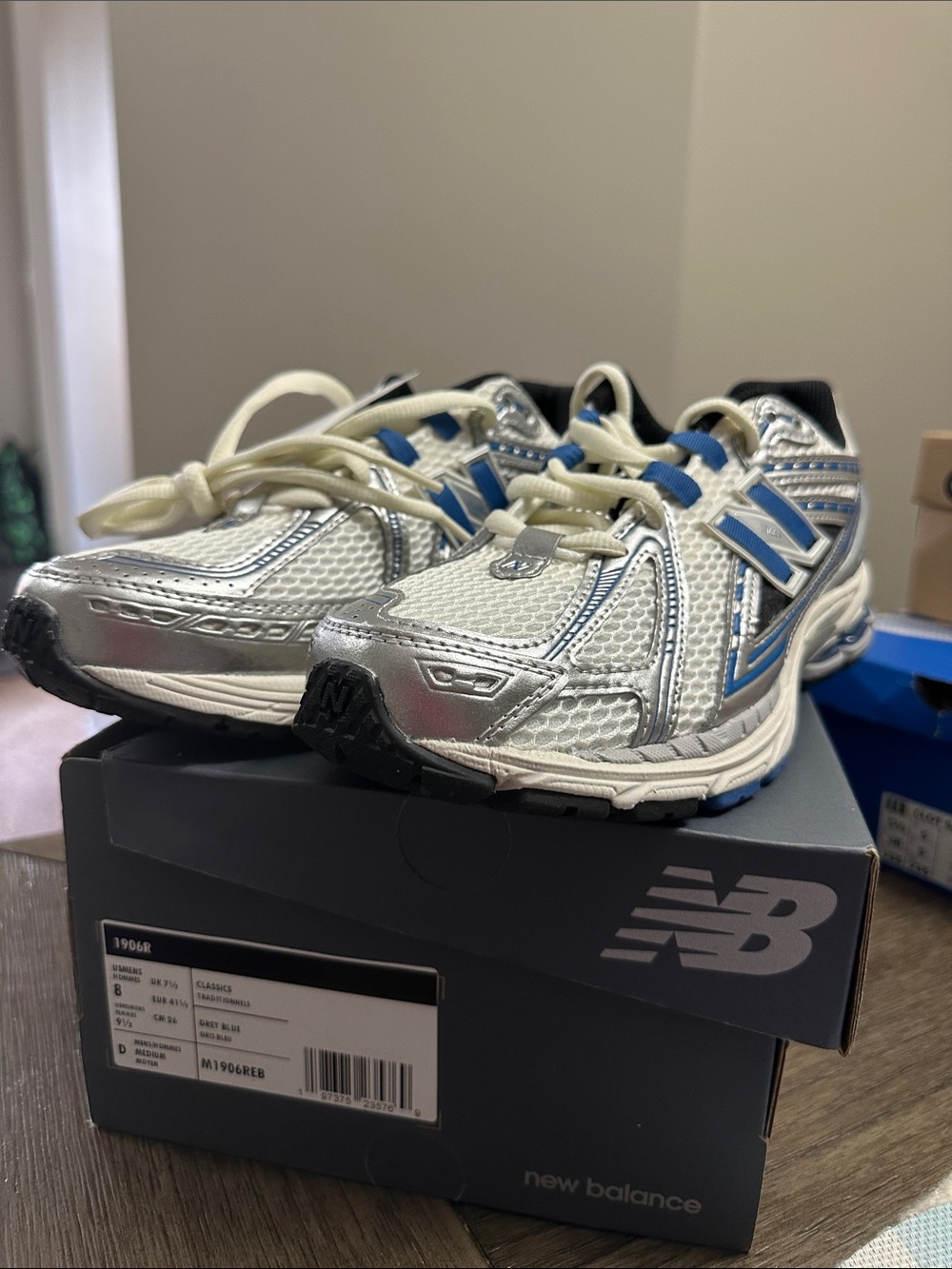 New Balance Kids Silver and Blue Athletic Sneakers